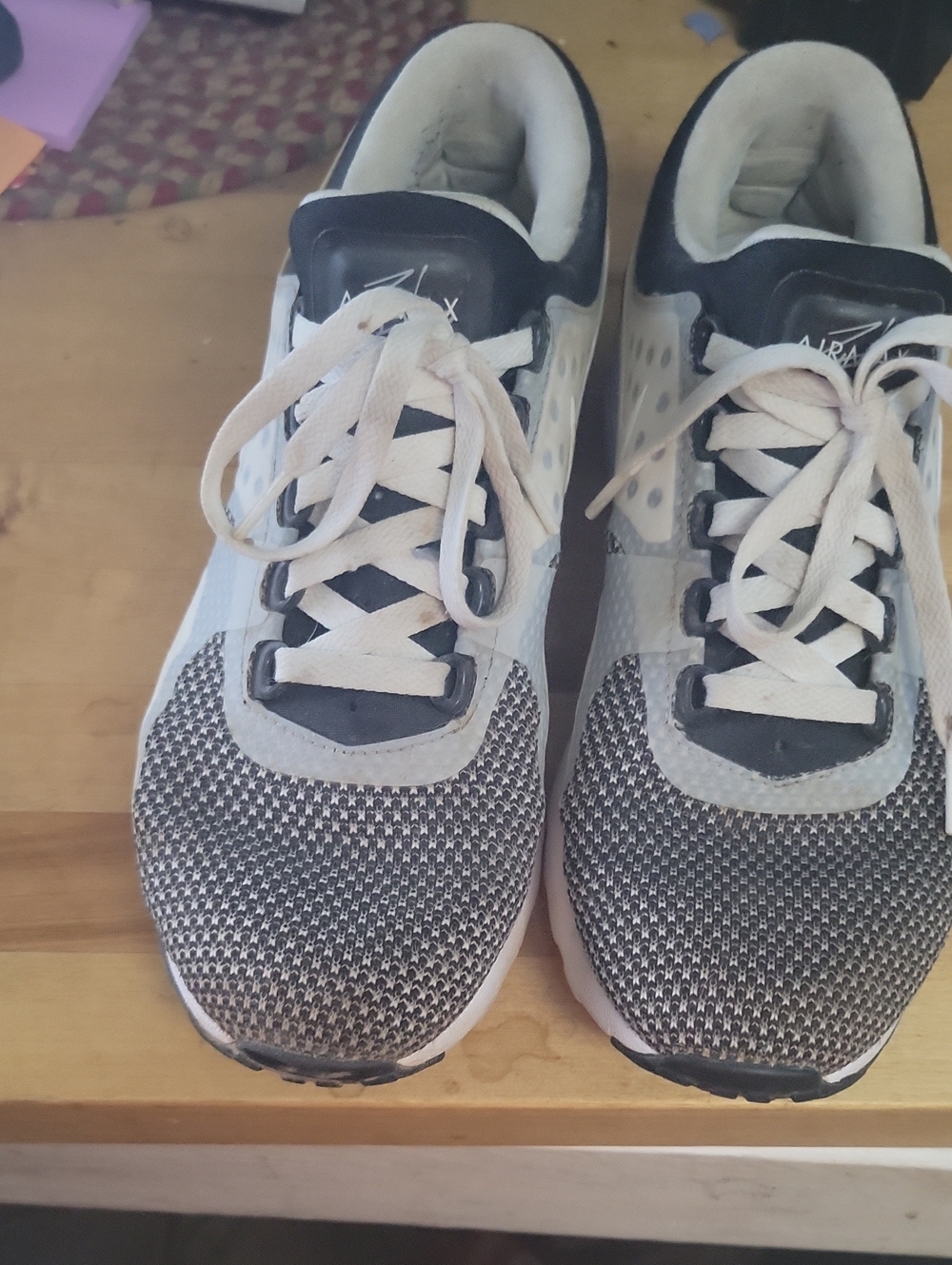 NIKE AIR MAX Grey and White Mesh Athletic Sneakers